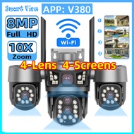 8MP 4K PTZ Wifi Camera with 4 Lens 4 Screens AI Human Detection Wireless Outdoor CCTV Security IP Ca