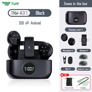 TNW A37 Wireless Lavalier Microphone Noise Cancelling Magnetic Mic Dual-Channel Recording for IOS Ty
