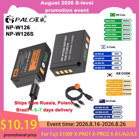 PALO USB NP-W126S NP-W126 Battery For Fujifilm Fuji X100F X-PRO1 X-PRO2 X-A1/A2/A3/A10 X-E1 X-E2 X-E