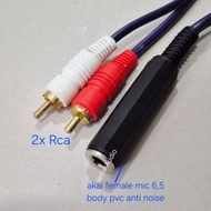 Akai Female 6.5 tv mic connection cable, PVC To Dual RCA body, 20cm, 50cm, 1.2 meters