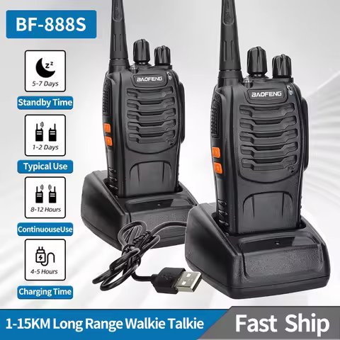 2/4/6PCS Baofeng 888S UHF Two-Way Walkie Talkie 400-470MHz 16CH USB/EU/US Ham Portable Radio Transce