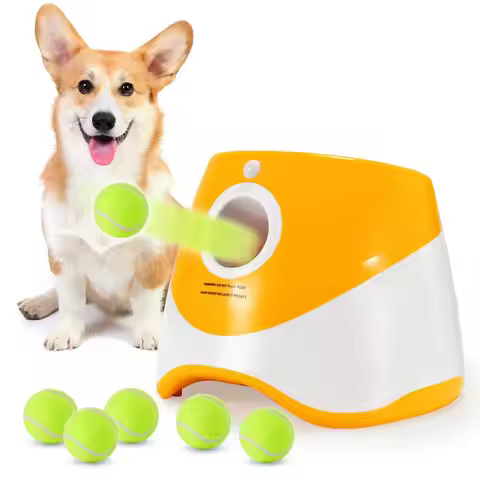 STLFWholesale Outdoor Pet Automatic Tennis Ball Launcher Dog Training Toys Interactive Fetch Throwin