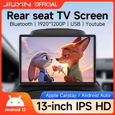 New 13.1 inch Android 12 Car Headrest Monitor IPS TV Display Wireless CarPlay Auto Car Rear Seat Scr