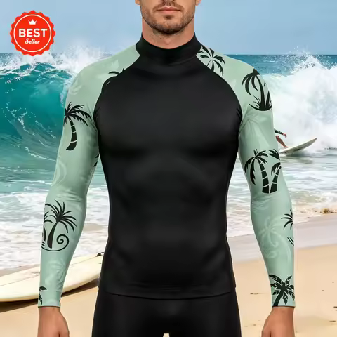 Men's Surfing Shirt Camouflage Rashguard Surf Sportswear Beach UV Protection Swimwear UPF50+