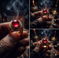 Batu Cincin Mustika Lipan Merah Delima Bangkok Siam Ring / Emban