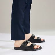 7922 - Elegant Men's Sandals with 2 Horizontal Straps and Square Buckles