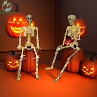 SHANLIN Skeleton Human Model Decoration, Movable Glow in Dark Haunted House Props, Skull LED Lights 