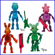 SQ3 4pcs FNAF Action Figure Toy Bonnie Foxy Freddy Chica with Guitar Model Dolls Toys For Kids Gifts