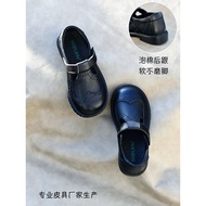 Girls Campus Black Leather Shoes Princess Shoes New Style Calfskin Shoes Soft Sole Anti-slip Student