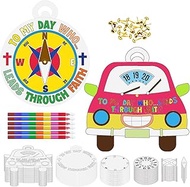 Cinrobiye 24 Set Fathers Day Craft Kits,DIY Coloring Fathers Compass and Car Wheel Crafts,Best Dad A