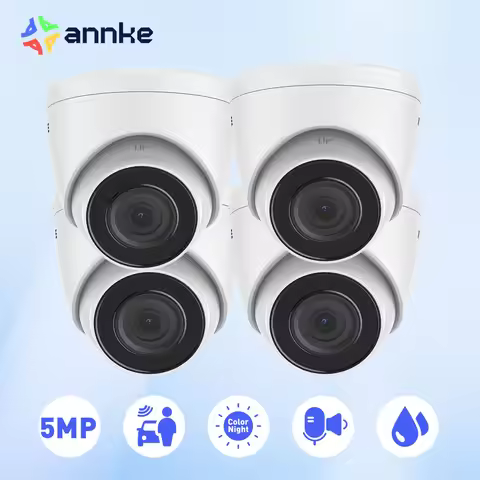 ANNKE 4PCS 5MP 3K IR Network IP Cameras with 2.8mm Lens Human Vehicle Detection Camera Built-in Mic 