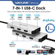 WAVLINK USB C Laptop Docking Station Quad Monitor 7-IN-1 Multiport Adapter Compatible with Mac/Windo