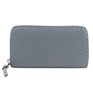 กระเป๋าสตางค์ยาวทรงกลมมีซิป Fendi FENDI Selleria 8M0374 หนังแท้สีฟ้าอ่อน มีซิป สำหรับผู้หญิง [มือสอง