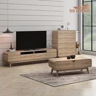 (High Quality) Hana Oak Wooden Living Room TV Console Coffee Table Chest of Drawer Buffet Cabinet Shoe Shelf