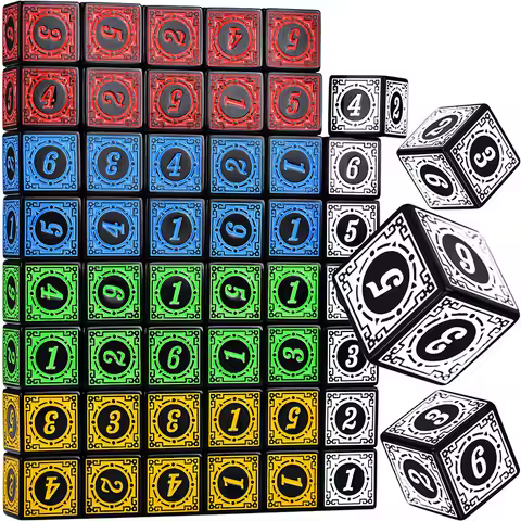 10PCS/Set Acrylic Dice Set D6 Carved Pattern Polyhedron Dice 6-sides Game Dice for RPG Dungeons and 