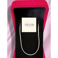 950 Italian platinum silver necklace in shiny noodle shape