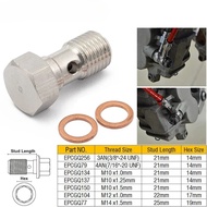 Performance Banjo Bolt Single Stainless Steel 7/16" X 20 UNF, -4 AN / -3 AN / M12 / M10 Turbo Brake 