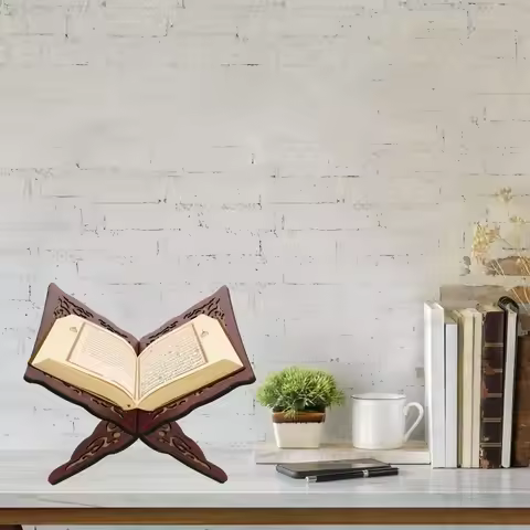 Wooden Carved Islamic Book Stand for Quran Prayer Books Vintage Decorative Book Holder Muslim Religi