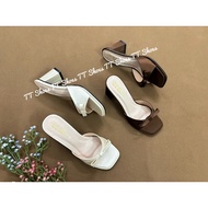 7cm high heel sandals with light double toes and bows in high quality silk leather TT Shoes deddupbo