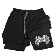 Men's shorts 2 in 1 double layered Running sports fitness shorts Outdoor casual printed gym shorts m