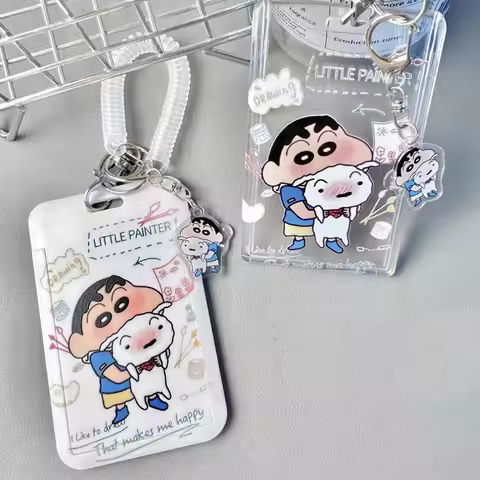 Cute Crayon Shin-chan White Transparent Card Holder Crayon Shinchan ID Card Identity Credit Cover Ca