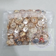 Gold 2-Hole Buttons with Floral Pattern, Size 28L (18mm), Contents 144pcs Rose Gold 2-Hole Buttons, 
