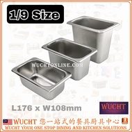 【WUCHT】Economy Stainless Steel Dulang 1/9 Food Pan Steam Pan Eco Pan 1/9 GN Pan 1/9 size 餐盘  L176 x 