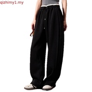 AIMER-Drawstring Satin Trousers Pants With Waist Seluar Perempuan Slack Pants Wanita Baggy Pants Wom