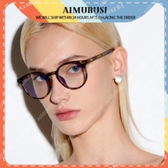 (AIMURUSI)Retro-Futurist Round Frame, Rhinestone & Ultra Light, Blue Light Protection for Tech Hubs,
