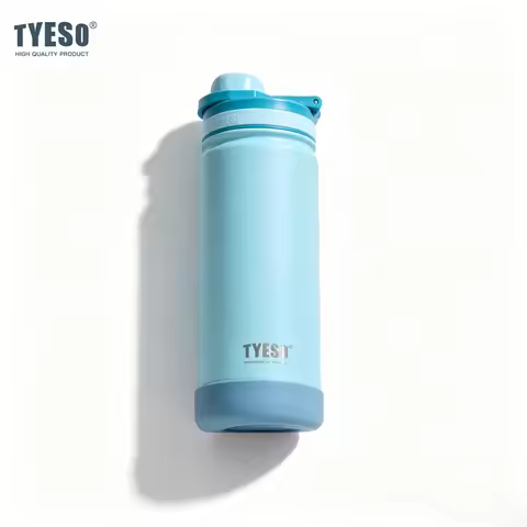 Tyeso 600ml Sports Kettle Portable Water Cup with Non-slip Silicone Cover Leakproof Lightweight for