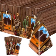 2 Pack Western Tablecloths - Western Birthday Table Cover Wild West Theme Saloon Yeehaw Scene Setter