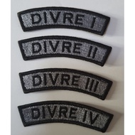 Embroidery Location DIVRE I to DIVRE IV PT KAI size +- 7.8cm x 2.3cm