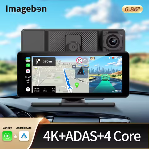 Imagebon H686Pro 6.86" 4K Wireless CarPlay & Android Auto ADAS Dash Cam WiFi FM GPS Navigation Dashb