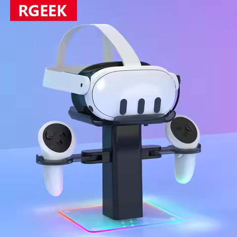 RGEEK VR Charging Dock Accessories for Meta Quest 3S/Quest 3 RGB Lights Vertical Charging Display St