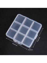 Caja de almacenamiento acrílica para joyería y arte de uñas con 9 compartimentos y separadores fijos para organización de cuentas de bricolaje