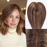 EMMOR 14 Inch Human Hair Topper for Women - 5" × 6" Upgrade Swiss Lace Base with 3 Non-Slip Clips, 1