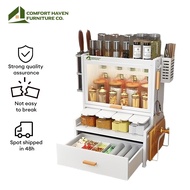 Comfort Haven Furniture Co. Countertop Seasoning Storage Rack With Cabinet 2-3 Layer (52-70cm)