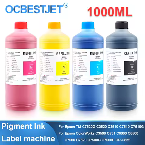 OCB 1000ML Refill Bottle Ink for EPSON ColorWorks C3500 C7500 TM-C3510 PP-100N PP-50 PP-50BD PP-100 