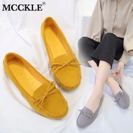 MCCKLE Women's Loafers Flat Shoes for Women Slip on Moccasions Casual Ballet Flats Bowtie Suede Female Shallow Ladies Shoe 2021