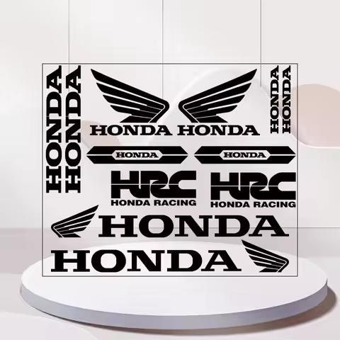 Black Honda Sticker HRC Racing Wing Logo Motorcycle Decal