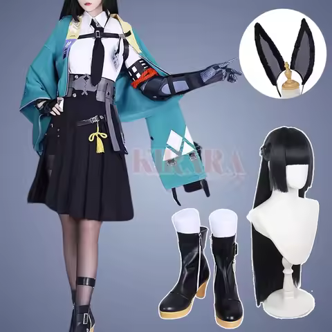 Hoshimi Miyabi Cosplay Costume Wig Black Hair Game Zenless Zone Cosplay Shoes Boots Anime Events Rol