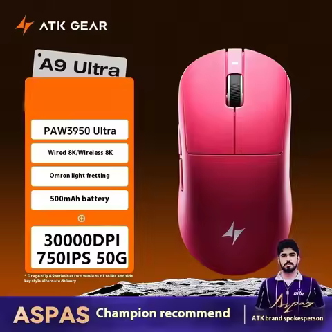 ATK A9 Ultra 2.4GWireless Lightweight Mouse Connection PAW3950 30KDPI Dual 8000hz Wired Gaming Mouse