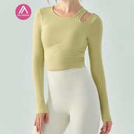 AirActive Yoga Crop Top Fixed Pads Off-shoulder Ribbed Sports Long Sleeve Balletcore Y2K