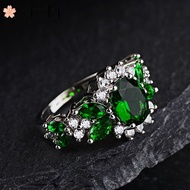 ❤ Emerald Zircon Ladies Ring 925 Silver Creative Cute Fashion Retro Accessories Korean Version Chinese Style Valentine's Day Gift for Girlfriend Couple Ring Japanese Crystal Diamond Ring Ready Stock Christmas Gift