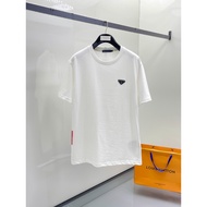 Prada/Prada 2026 Classic Round Neck Short-Sleeved T-Shirt Men Women Loose Top Printed T-Shirt Breath