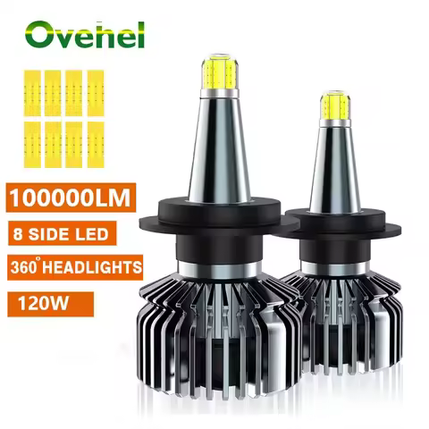 OVEHEL Car Headlight Bulb H1 H7 LED 360000LM 360º H11 H8 H3 9005 HB3 9006 HB4 9012 HIR2 D1S D2S 6000