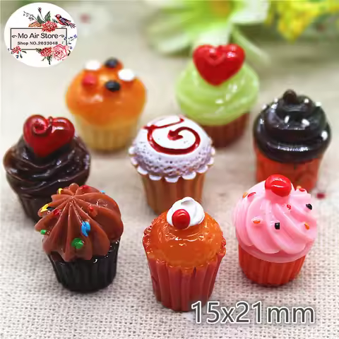 Ice Cream cup 10PCS dessert 3D Resin Flatback Cabochon Miniature Food Art Supply Decoration 15x21mm
