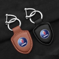 Car Luxury PU Genuine Leather Lanyard Shield Keychain For SAAB Scania Emblem 93 9-3 900 9000 95 Monster 9-2X fashion Key Rings