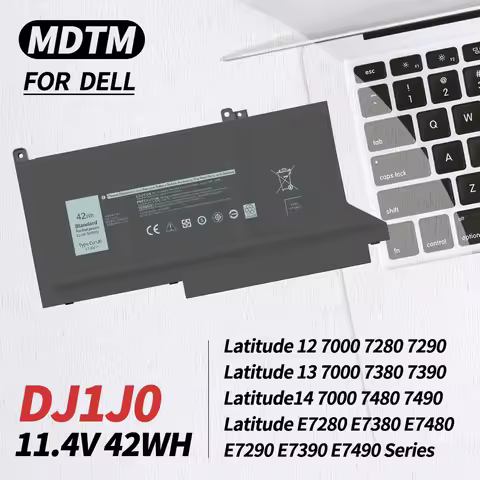 DJ1J0 42Wh 3-Cell Laptop Battery for Dell Latitude 12 7280 7290 E7280 E7290 13 7380 7390 E7380 E7390