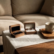 Walnut Wooden Cufflink Box with Window Square Small Cuff Links Display Case with Single Slot Walnut 